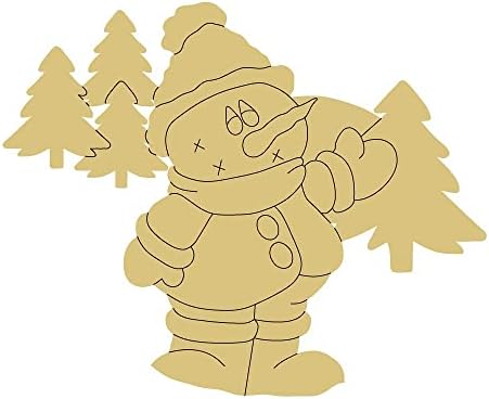 Design de boneco de neve por linhas recortes de madeira inacabada de inverno colorir book hanger mdf forma de tela 26 arte