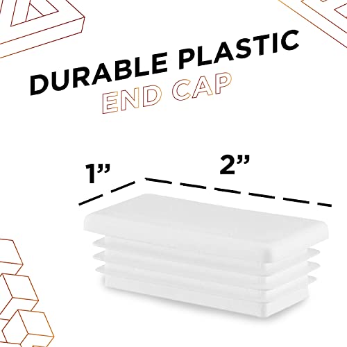 Prescott Plastics 1 x 2 polegadas retângulo de plástico inserções brancas, tampa de extremidade branca para tubulação