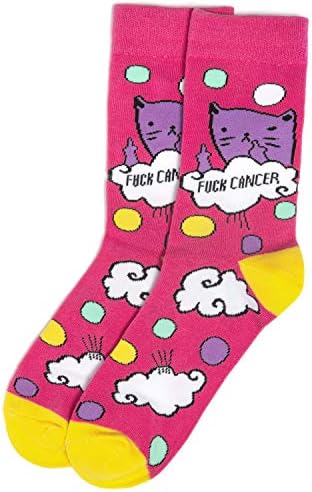 F Cancer Rosa Socks - Presente engraçado para mulheres sobreviventes de câncer ou quimioterapia
