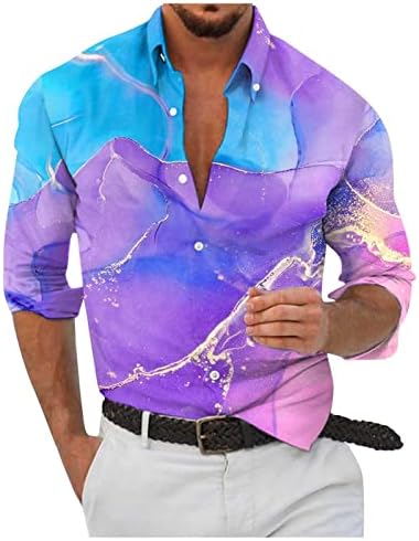 camisas de manga longa ayaso para homens botão colorblock para baixo stand blouse de túnica de túnica plus size size shirt de ajuste regular