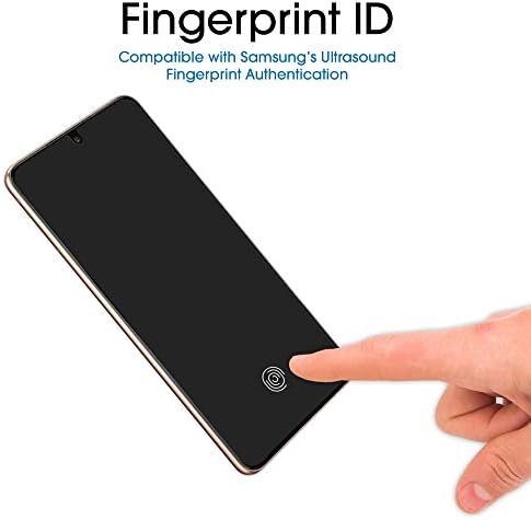 Protetor de tela AMFILM para Samsung Galaxy S21 5G 6,2 polegadas, ID de impressão digital compatível, híbrido transparente em HD, híbrido resistente a arranhões, com bandeja fácil de instalação, tereftalato de polietileno, 2 pacote