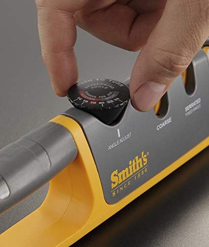 Smith 50264 Faca manual ajustável de Smith cinza/amarelo e 50185 Jiffy-Pro Handheld Sharpner, laranja