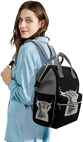 Backpack de bolsa de fraldas de fraldas de vaca engraçada