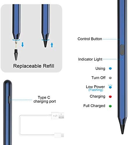 Lápis para iPad Air 5/4ª geração, caneta de caneta para iPad Pro 6/5/4ª/3ª geração com rejeição de palma compatível com