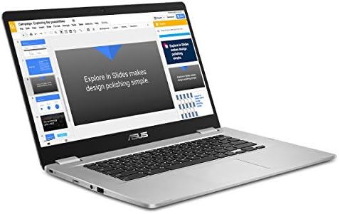 ASUS Chromebook C523 Laptop, HD NanoEdge-Display de 15,6 com o núcleo da dobradiça de 180 graus Intel Celeron-Processor, 4 GB-RAM, armazenamento de 32 GB, cor de prata, C523Na-DH02