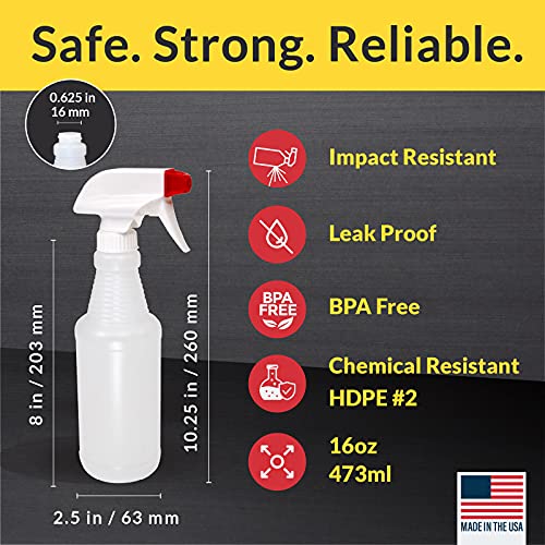 Garrafas de spray de plástico mercantil pináculo Mercantil EUA Made 4 pacote 16 oz de serviço pesado sem vazamento vazio reabastecido