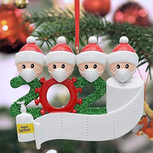 Kazolen personalizada 2020 Ornamentos de Natal Família de quarentena com máscaras papel higiênico de papel higiênico pendurado ornamento para decorações de natal