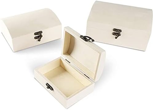 Caixa de madeira inacabada com tampa de travamento articulada, caixa de jóias de madeira