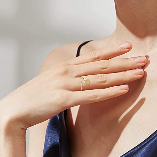 Anéis de prata ousados ​​para mulheres anéis de moda Opening Gifts Ansiedade ajustável Anéis de giro ajustáveis ​​anéis de girassol