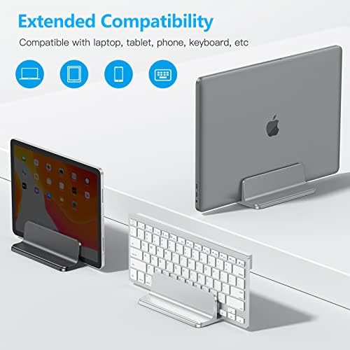 Omoton Laptop Stand Stand, suporte de alumínio para desktop para MacBook com tamanho de doca ajustável, se encaixa em todos