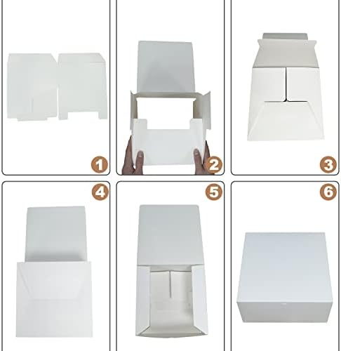 12 Pacote de caixas de presente branco 8x8x4 polegadas, caixa de presente de papel com tampas para presente de casamento,