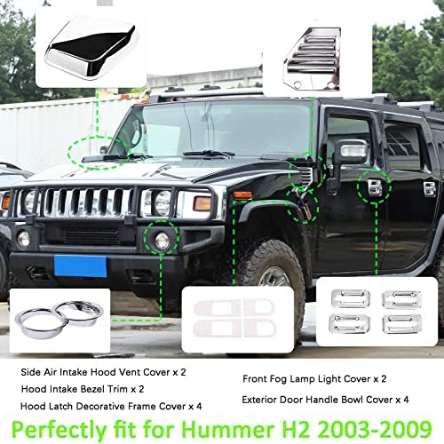 Piugilh 14 PCS Kit de acabamento de decoração externa de conjunto completo para Hummer H2 2003-2009, tampa lateral de ventilação