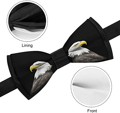 WeedKeycat Bald águia em gravata engraçada preta Pré-amarrada laço formal laço ajustável Impresso para homens