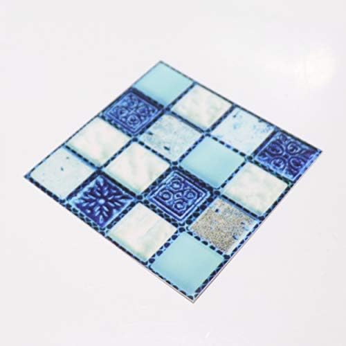 Misixile Mosaic Tile Stick para cozinha e banheiro backsplash Blue Stamp Pattern Mosaic Tile Decalques de adesivo de 4x4