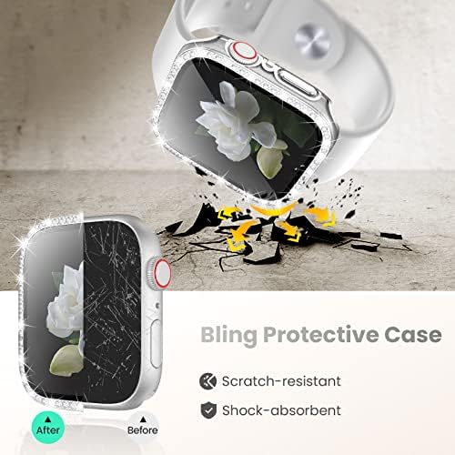 Caixa de protetor de tela Bling de pacote Goton 2 para Apple Watch Series 6 5 4 SE 40mm com vidro temperado, mulheres