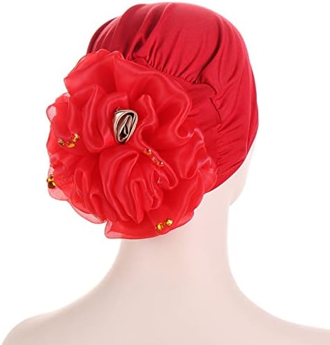 Fashion Flower Turban Hat for Women Vintage Elastic Cancer Headwear