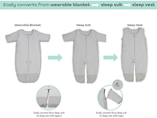 Tranquilo 3 em 1 Transição Swaddle Baby Sleepsuit - Breatível com painéis de malha - converte facilmente entre o traje do sono, cobertor