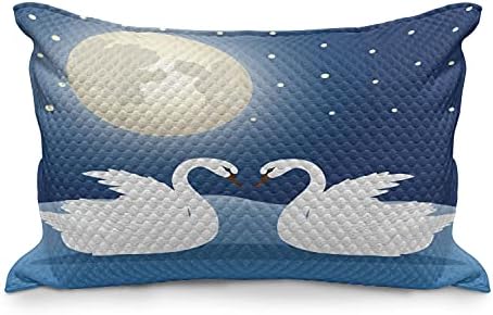 Ambesonne Swans Coloque Caso Pillowcover, Romântico Luar da luz do céu Vista à noite Amor gracioso, capa padrão