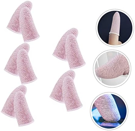 Besportble 10pcs jogo de dedo cot protetor de proteção para jogos de capa de dedo capa de dedo dedo tampa de dedão fibra de dedo fibra de carbono rosa coma de frango manga
