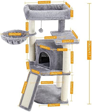ZLXDP Multi-Level Cat Tree Play House Centro de Atividade Tower Tower Hammock Furniture Scratch Post para gatinhos