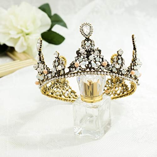 Coroa de noiva barroca azul e tiara rosa de ouro rosa coroas cheias coroas dolce barroco diadema concurso de fábrica de flores