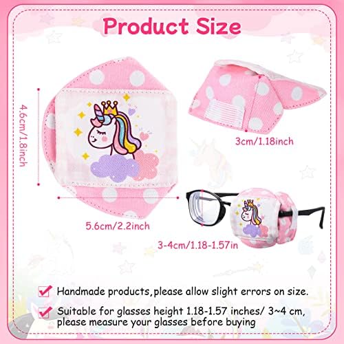 2 PCs Patchos de olho para crianças remendos de olhos para óculos Girls Eye Patch 3D Pink Unicorn Cotton reutiliza reutilização para