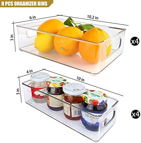 Lixeiras do organizador da geladeira 8 PCs, guiogc Clear plástico de armazenamento de alimentos para geladeira organização de despensa