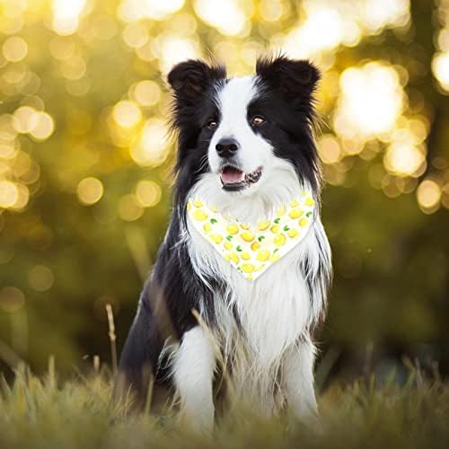 Bandanas de cães de padrão amarelo de limão frutas, 2 embalagem de lastidura macia Triângulo de cachecol para animais de estimação