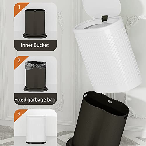 Lixo de aço inoxidável de Doyingus lata de lixo com tampa, lata de lixo de tampa superior de 3,2 galões com balde interno, lixo fino para banheiros, cozinhas, casa, escritórios