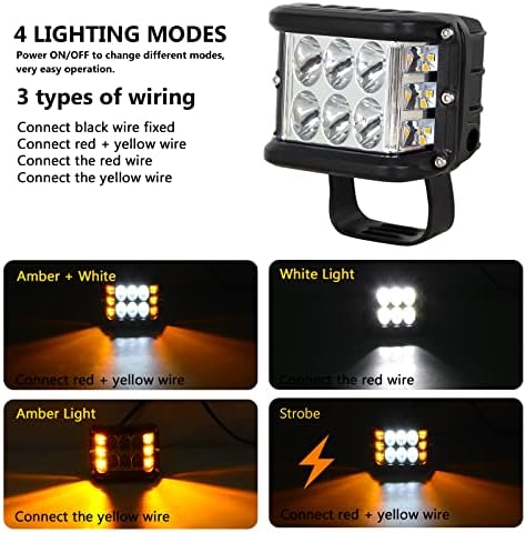 Luzes de vagem LED, 2pcs Barra de luz LED 60W Driving Light Off Road Late Dual amarelo DRL com FLASH STROBELO FUNCIONAL