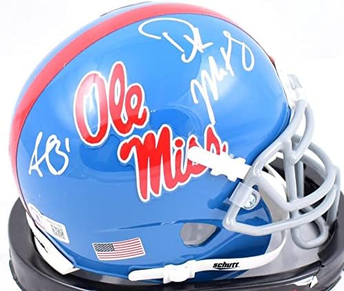 DK Metcalf/AJ Brown autografou Ole Miss Rebels Schutt Mini Capacete -Beckettw Holo - Mini Capacetes Autografados da NFL