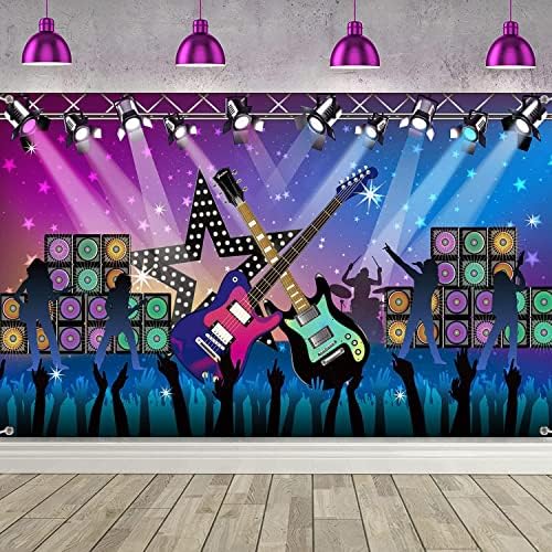 Mandes de decorações de festa de karaokê, grande banner de festas de férias de estrela de rock de rock para decorações de festas de rock n roll, fundo de foto de estrela do rock, 72,8 x 43,3 polegadas
