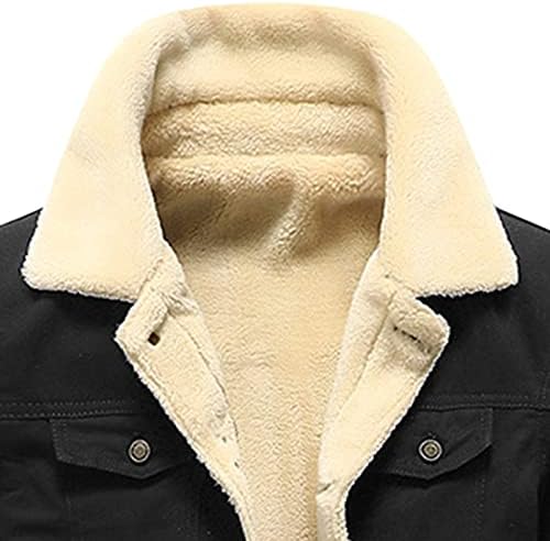 Maiyifu-Gj Men's Retro Sherpa Fleece Jacket forring Winter Lapela Slim Fit Trucker Jacket