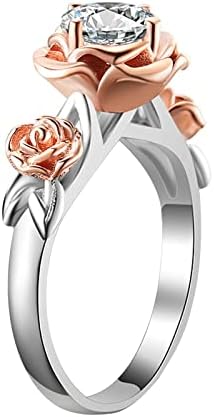 Temperamento rosa rosa solitário diamante mélange de fechamento anel multi -anéis para mulheres