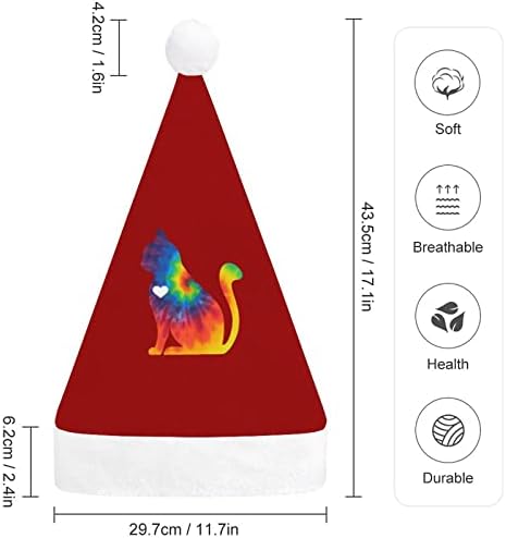 Tie Dye Cat With Heart Christmas Hat Hat Soft Pray Santa Bap Funny Beanie para a Festa Festiva do Ano Novo de Natal