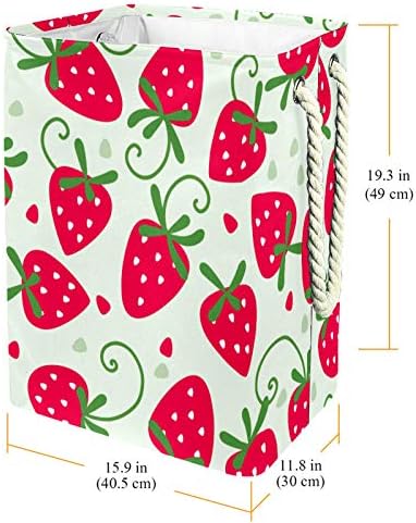 Inditro Strawberry Lavanderia grande cesto de roupas prejudiciais à prova d'água cesta de roupas para roupas para o organizador de brinquedos, decoração para o quarto