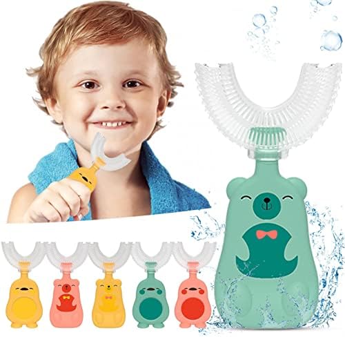Escova de dentes infantis com cabeça de pincel em forma de silicone macia, ferramenta manual fofa de limpeza de boca inteira,