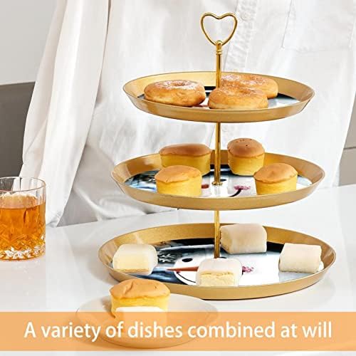 Suporte de bolo tfcocft, suporte de cupcake, tela de tabela de tabela de stands de sobremesa, padrão de paisagem de chapéu