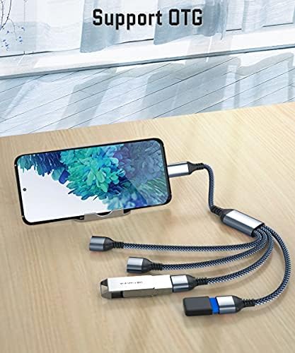 BASESAILOR USB C MASCH para quatro Adaptador de cabo fêmea USB 1 pés, Thunderbolt 3 a 4 Tipo A 2.0 Porta Dongle Conversor Conector Múltiplo Multi Hub para iMac, MacBook, iPad Pro Air 4 5, laptop PC Laptop