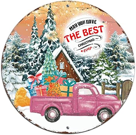 METAL Feliz Natal Plate Melhor Creche de Caminhão de Caminhão de Truque de inverno Round Metal Tin Sign