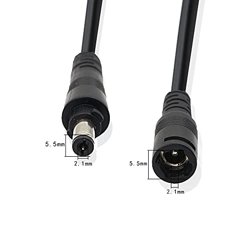 PNGKNYOCN 25cm Cabo de tranças de potência DC, 12V 5a 5,5 mm x 2,1 mm macho e fêmea com trava com trava para evitar cair o cabo 18awg para câmeras de segurança de CCTV e iluminação LED