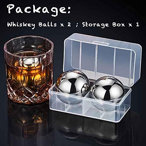 Beztn Whisky Stones Metal Ice Cube, reutilizável Bolas de prata em aço inoxidável 2.2 , presentes para homens pai marido namorado, presentes legais de aposentadoria com pacotes de caixas