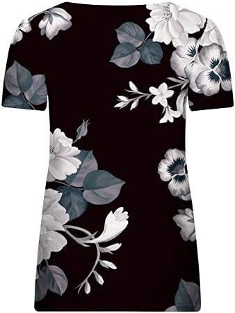 Miashui treino leve camisa feminina feminina manga curta letra de flor de pescoço de pesco