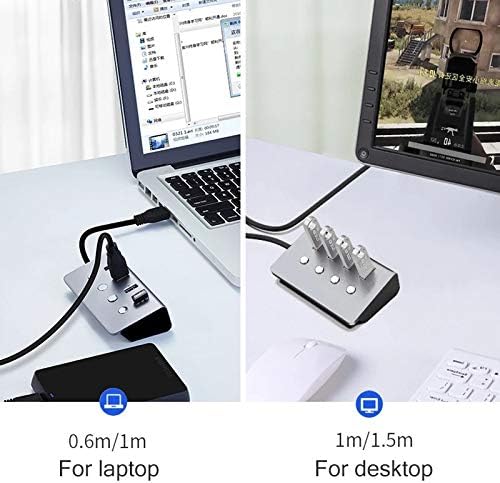 LMMDDP SUB-CONTROL SWITCH 4-PORT USB 3.0 Hub de alumínio de alumínio até 5 Gbps Multi USB Splitter para laptop de mesa