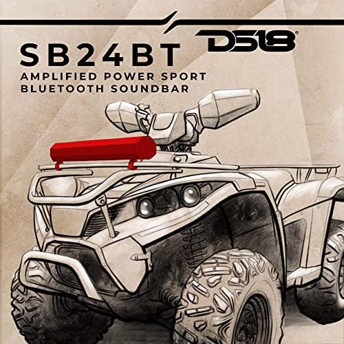 DS18 SB24BT 24 Marine amplificada Power Sports Bluetooth Sistema de barra de som USB Porta USB IPX5 Classificação de 600 watts de potência de pico - ideal para ATV UTV Jeeps lado a lado