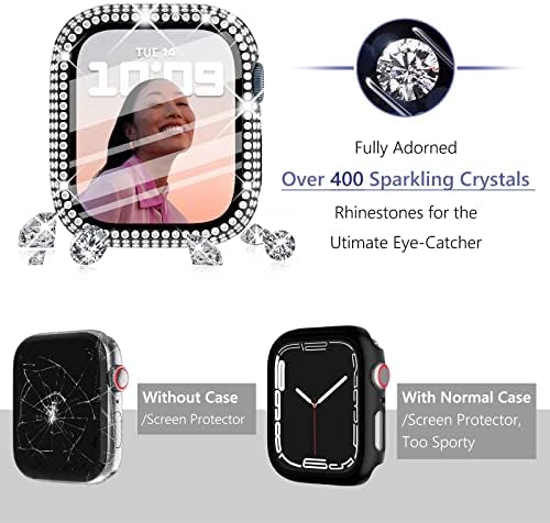 Wingle 6-Pack Compatível com a capa da caixa Apple Watch de 44 mm com protetor de tela, mais de 200 Crystal Diamond Apple