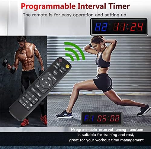 Timer de relógio de ginástica Ktzon para casa com remoto, 1,5 1,8 Metal LED Gym Timer Clock, CrossFit Timer Stopwatch, Tabata