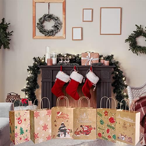 ANSTEY 24PCS SACOS DE PRESENTE DE NATAL COM MANUSE 6STYLES Classic Christmas Print