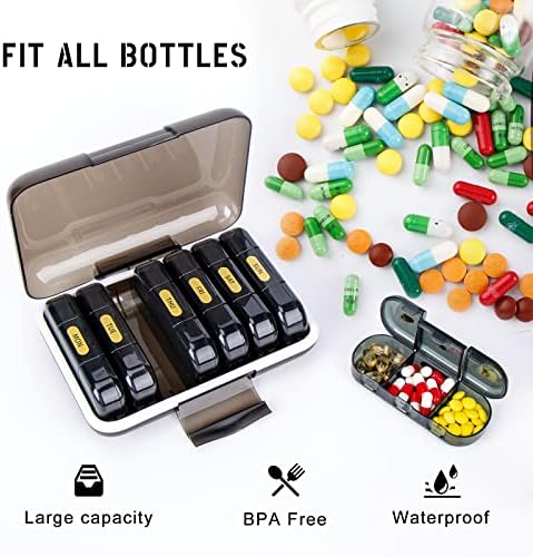 Organizador da pílula 3 vezes por dia- BPA, à prova d'água e fácil de usar- perfeito para vitaminas, óleo de fígado de bacalhau,