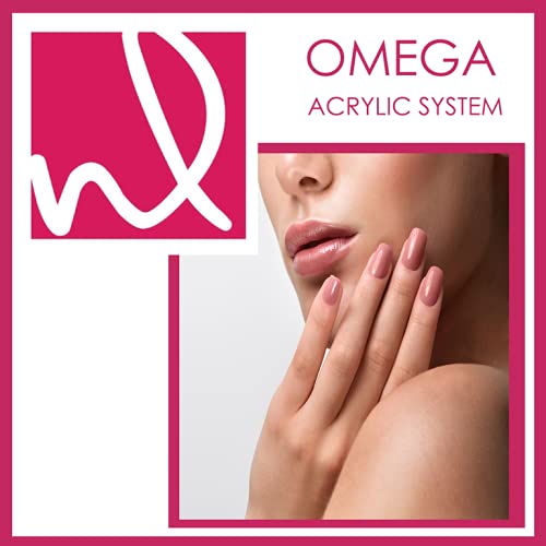 Monômero de líquido Omega de Milite + pó de acrílico rosa - sistema profissional para extensão de unhas, efeito não amarelado, fórmula EMA e adesão extra - kit 8 oz.